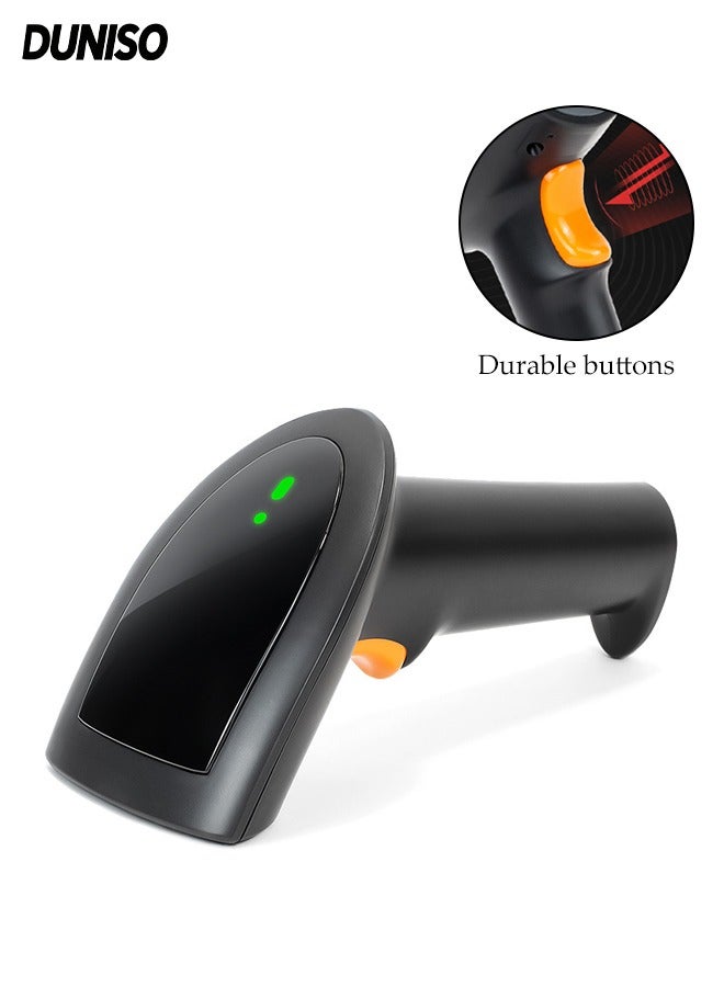 DUNISO Wireless 2D QR Barcode Scanner,Wired Handheld Bar with Foldable Stand,Wired Automatic Bar Code Scanner,Plug and Play,Comfortable and Durable,for Laptops, Computers, Cashier, POS - Image 1